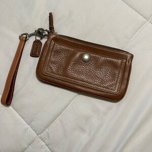 Coach Brown Leather Wristlet